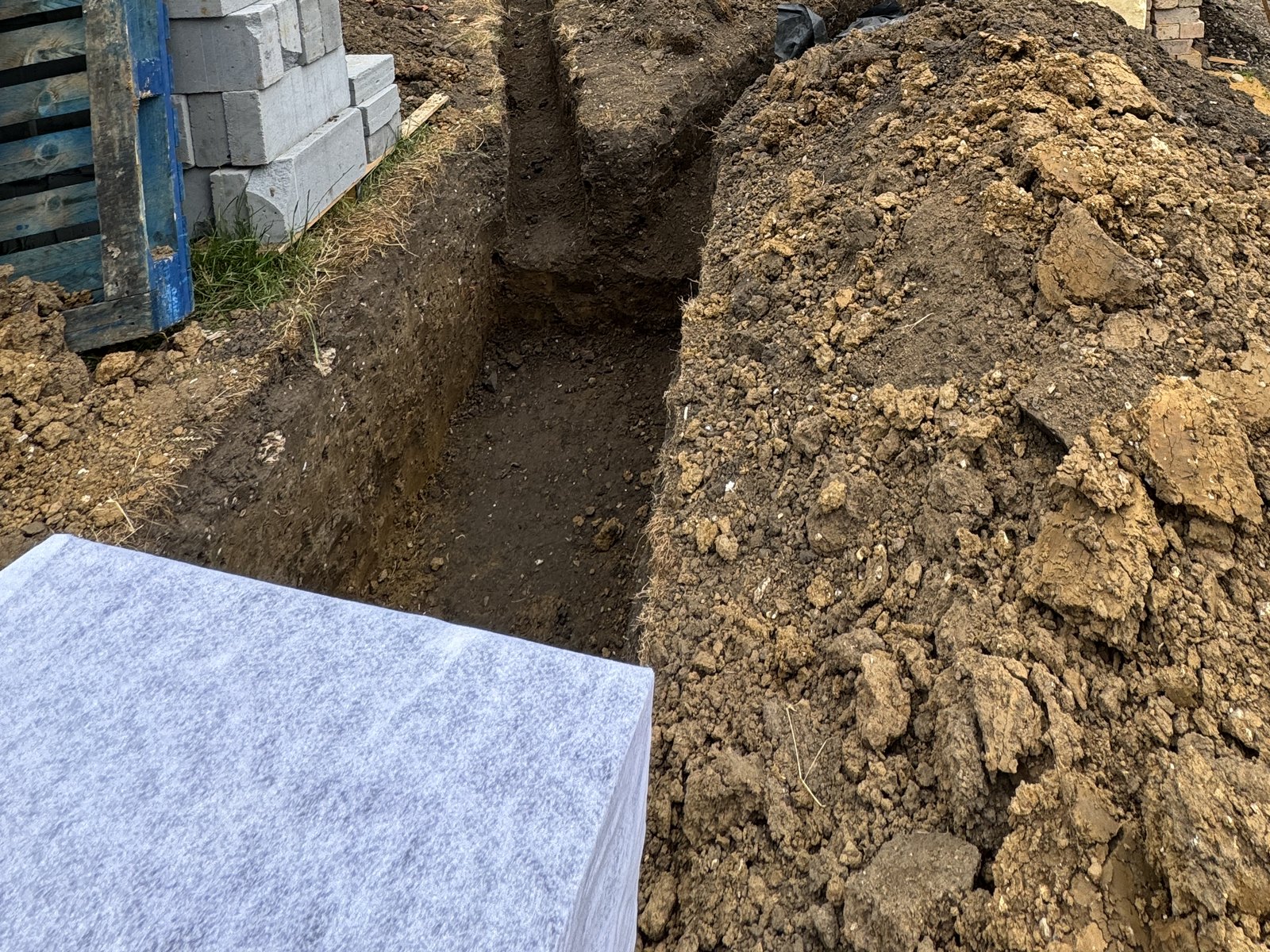 Excavation for the new foundations and drainage.