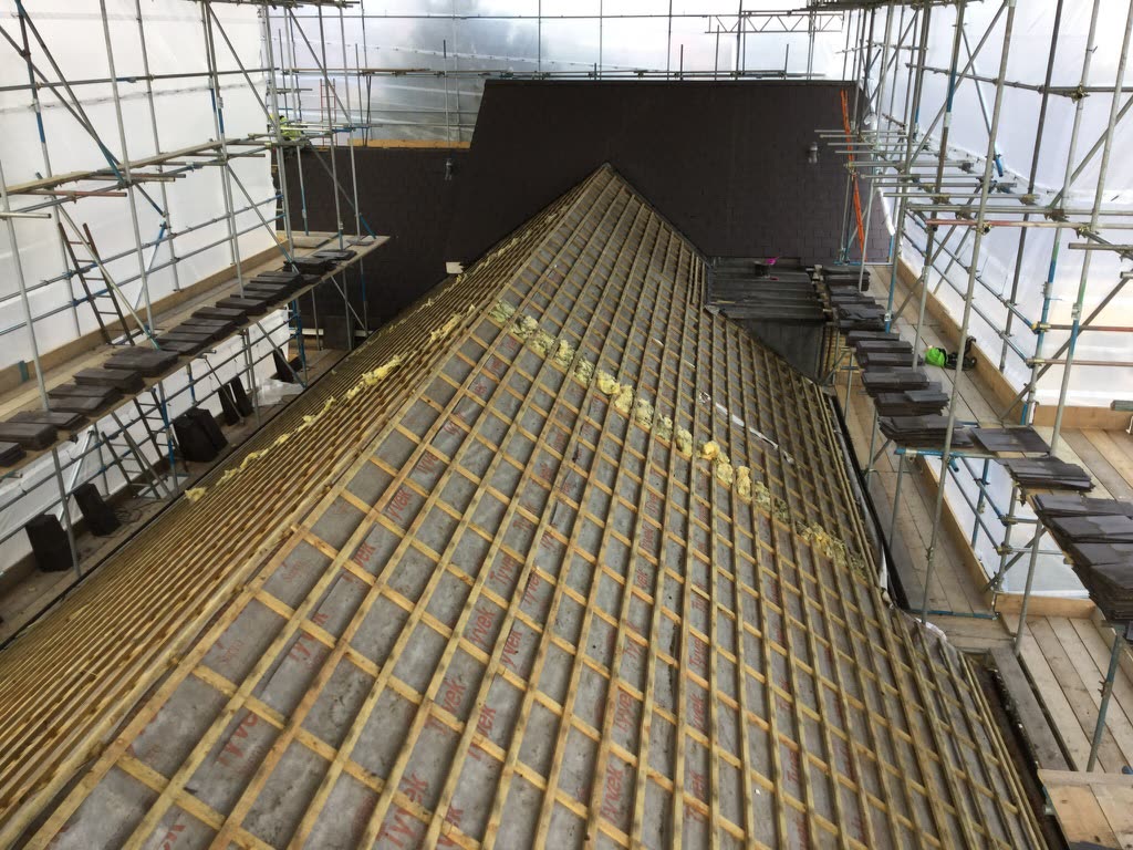 Battened out at 35 degrees, ready for slate.