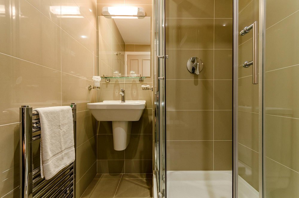 The shower in a guest bathroom.